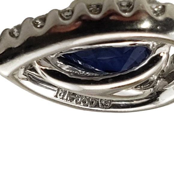 14K White Gold Sapphire and Diamond Drop Earrings JAGi Certified #15951 - Picture 5 of 8